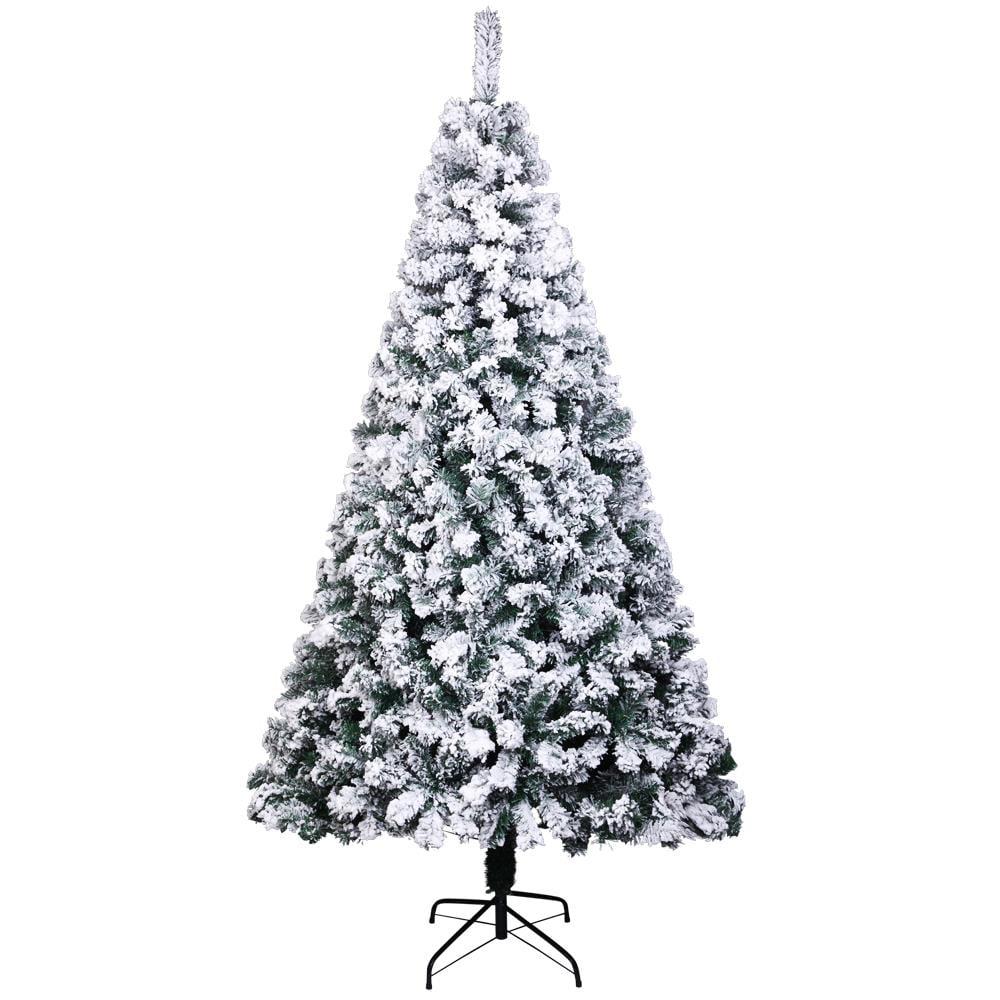 Zimtown 7ft Flocked Artificial Christmas Tree, Automatic Open Snowy Spruce Unlit Xmas Tree, 45.3" Wide