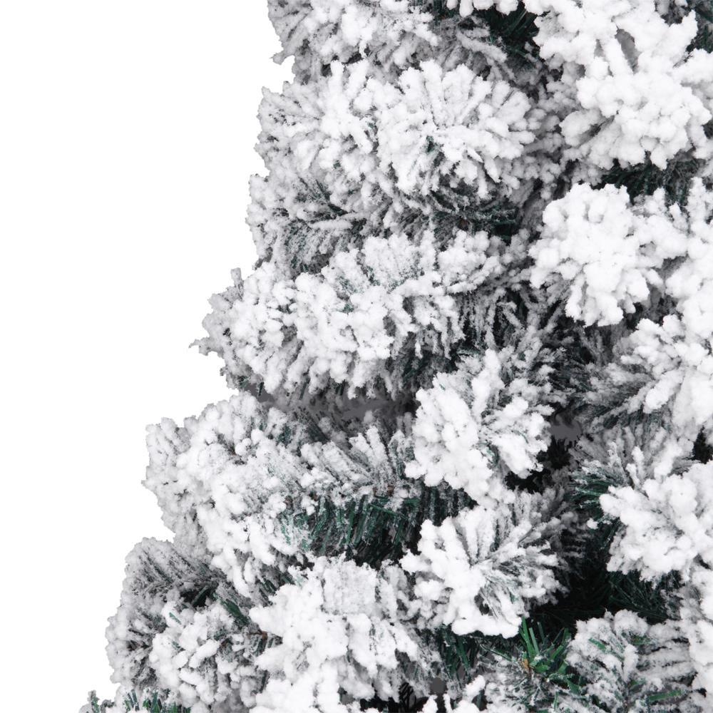 Zimtown 7ft Flocked Artificial Christmas Tree, Automatic Open Snowy Spruce Unlit Xmas Tree, 45.3" Wide