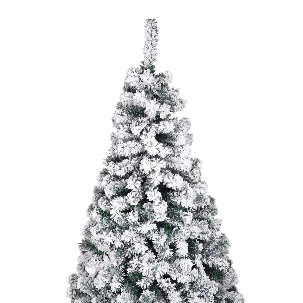 Zimtown 7ft Flocked Artificial Christmas Tree, Automatic Open Snowy Spruce Unlit Xmas Tree, 45.3" Wide