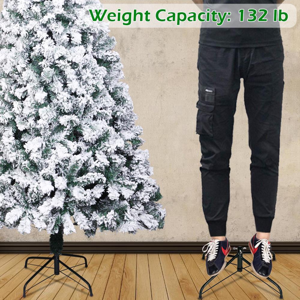 Zimtown 7ft Flocked Artificial Christmas Tree, Automatic Open Snowy Spruce Unlit Xmas Tree, 45.3" Wide