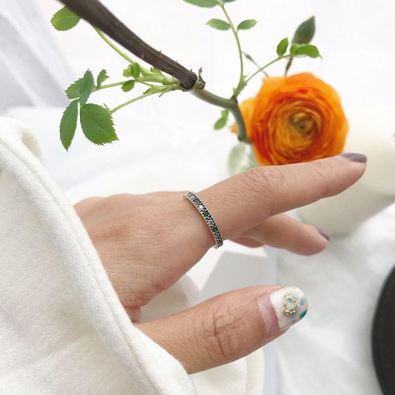 vintage green cz 925 sterling silver adjustable ring