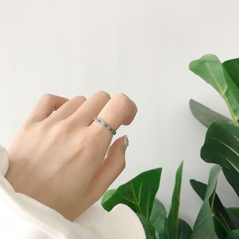 vintage green cz 925 sterling silver adjustable ring