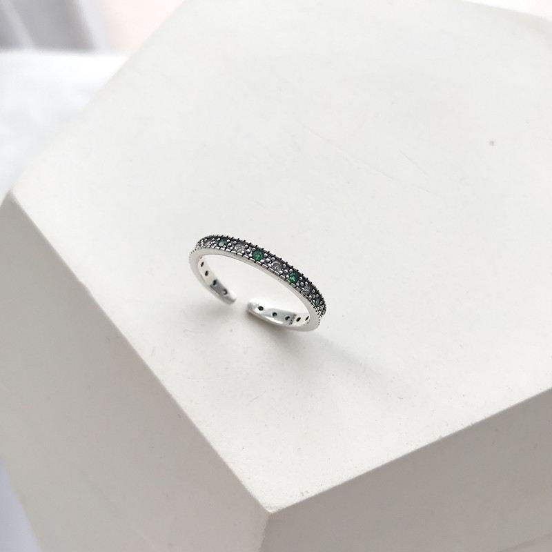 vintage green cz 925 sterling silver adjustable ring