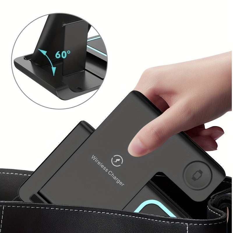3 In 1 Fast Charging Station, Folding Wireless Charger Stand For 14,13,12,11/Pro/Max/Mini/Plus, X, XR, XS/Max, SE, 8/Plus, For IWatch 1-8, For Airpods 3/2/Pro
