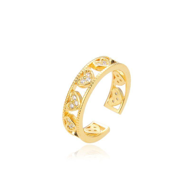 wedding cz hollow heart 925 sterling silver adjustable ring