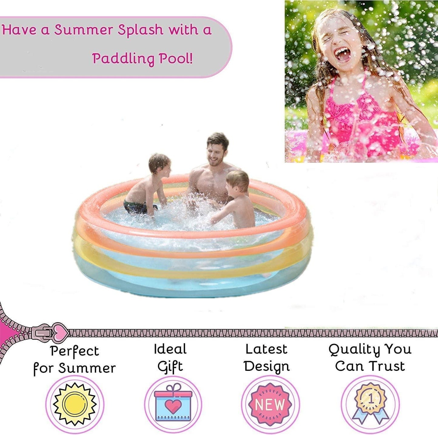 XDKQ Inflatable Paddling Pool for Kids/Toddlers/Infants,Fun Swimming Pool Kiddie Pools Suitable for Outdoor Garden Backyard,Summer Water Party Toys,#2