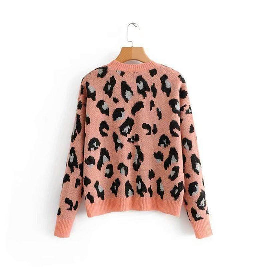 vintage leopard print knitted sweater