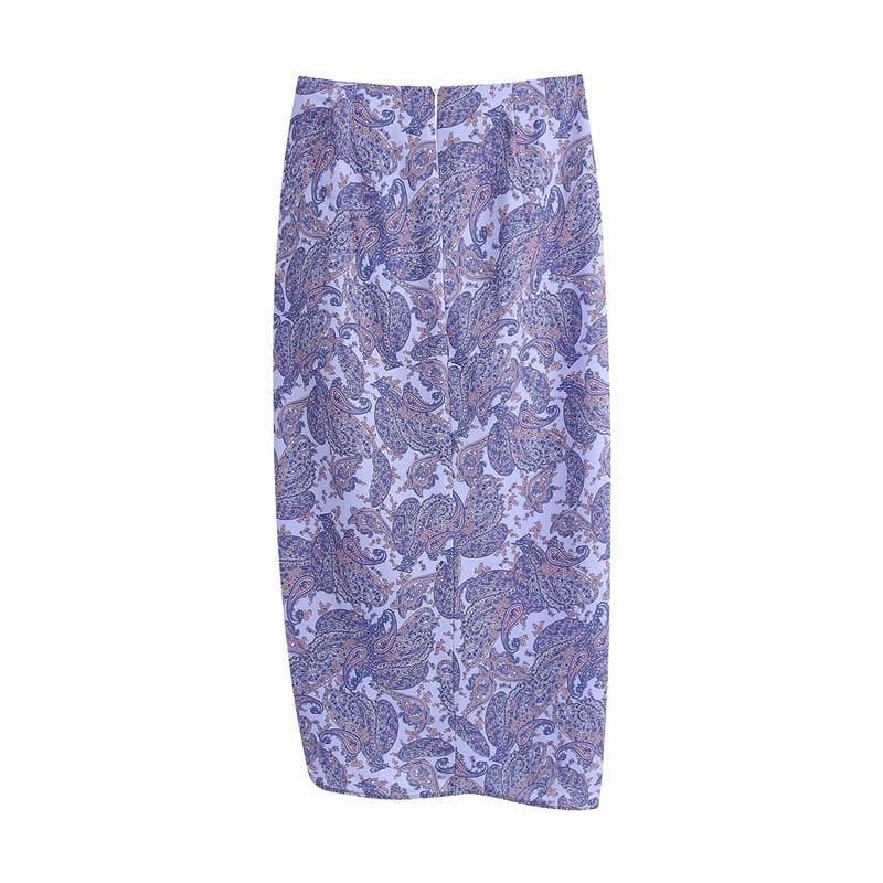 vintage high waist purple wrap midi skirt