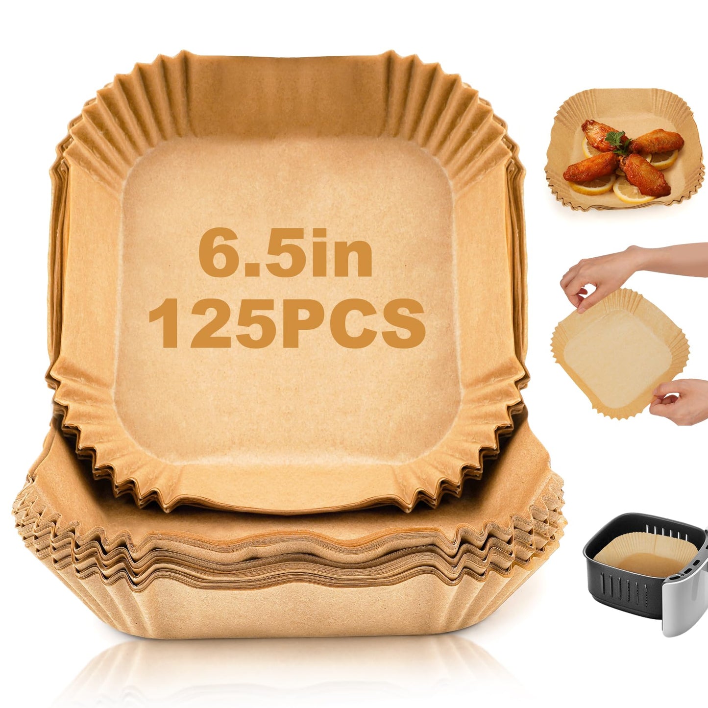 50pcs/100pcs/200pcs Air Fryer Disposable Paper Liners Square, Kitchen Accessories,Non-Stick Parchment Paper, Air Fryer Accessories, Oil Proof & Water Proof, Paper Liner For BaRoasting Microwave Oven