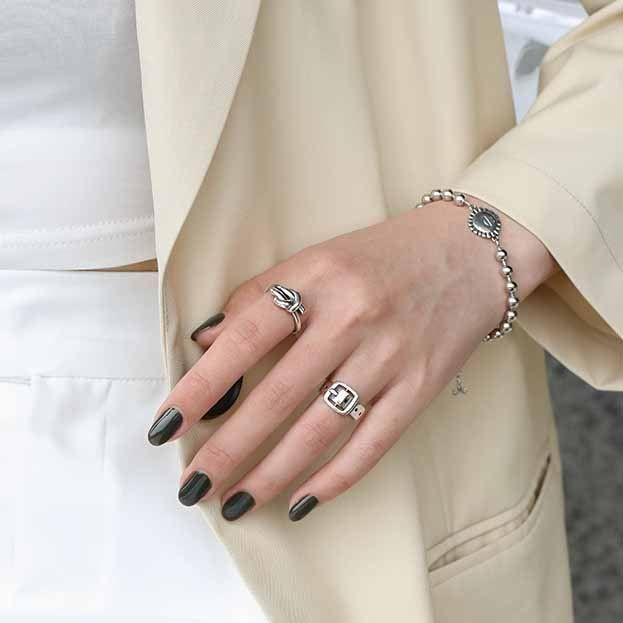 vintage belt 925 sterling silver adjustable ring