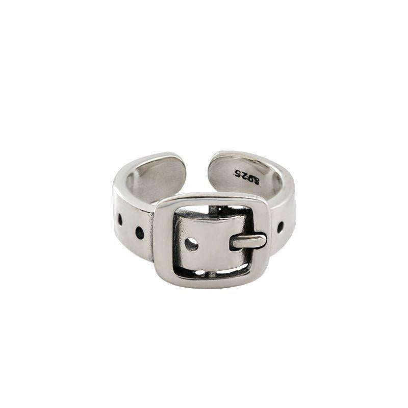 vintage belt 925 sterling silver adjustable ring