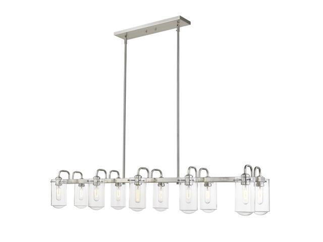 471-10L-BN Delaney Transitional 10 Light Island & Billiard - Brushed Nickel, Clear