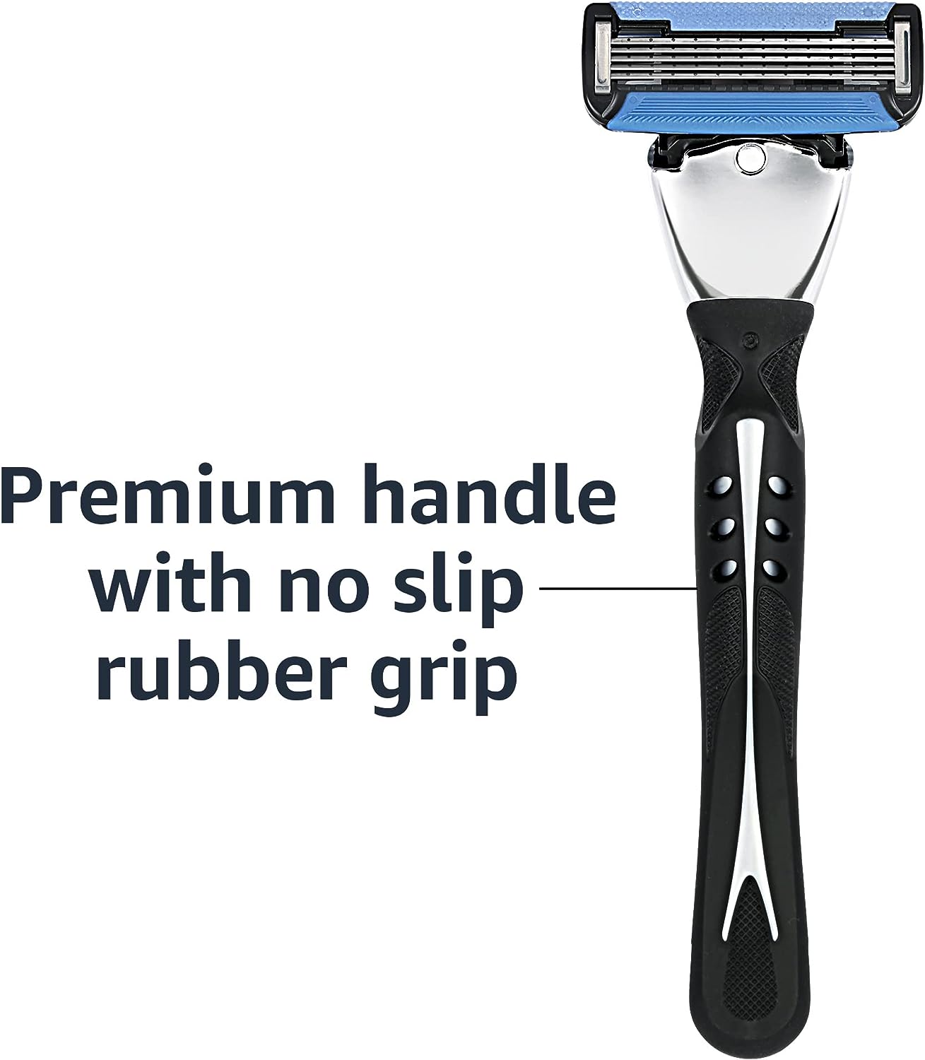 Amazon Basics 5-Blade Motion Sphere Razor for Men with Dual Lubrication and Precision Beard Trimmer, Handle & 2 Cartridges (Fits Amazon Basics Razor Handles only), Black (Previously Solimo)
