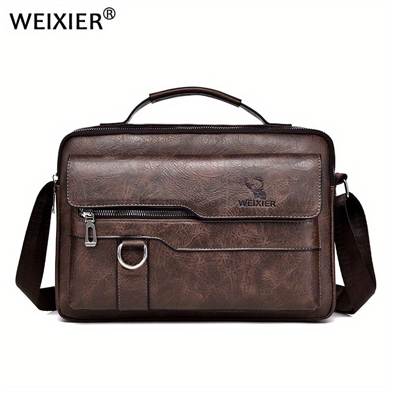 WEIXIER 1/2pcs Crossbody Bag, Men's Shoulder Bag, Retro Faux Leather Vertical Business Casual Satchel Bag, Men's Gift For Father/Anniversary
