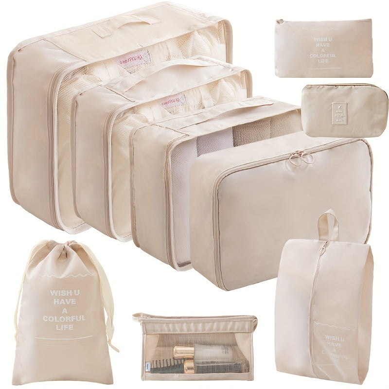 9 Set PacCubes, Lightweight Travel LuggaOrganizer With Shoe Bag, Toiletry Bag & Laundry Bag