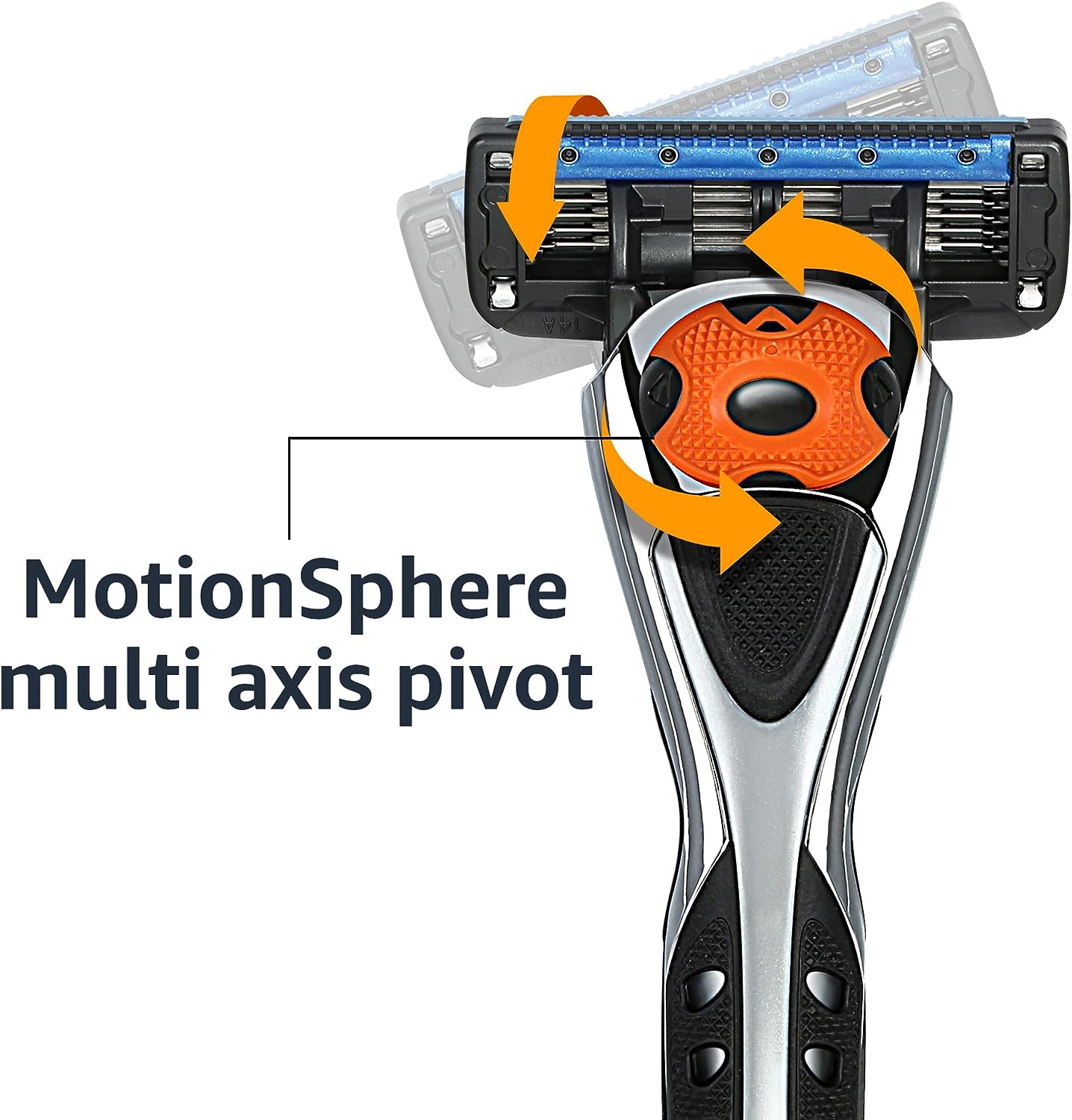 Amazon Basics 5-Blade Motion Sphere Razor for Men with Dual Lubrication and Precision Beard Trimmer, Handle & 2 Cartridges (Fits Amazon Basics Razor Handles only), Black (Previously Solimo)