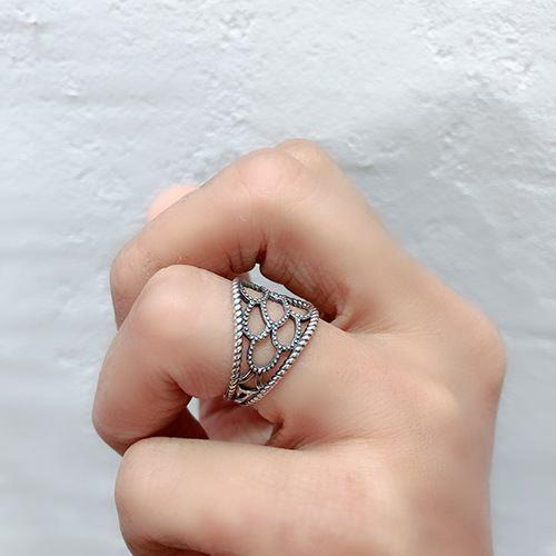 vintage hollow u shape 925 sterling silver adjustable ring
