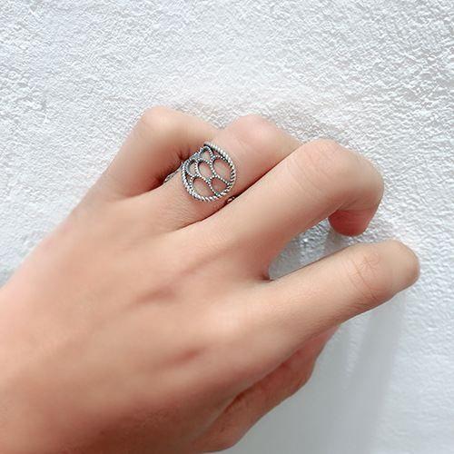 vintage hollow u shape 925 sterling silver adjustable ring
