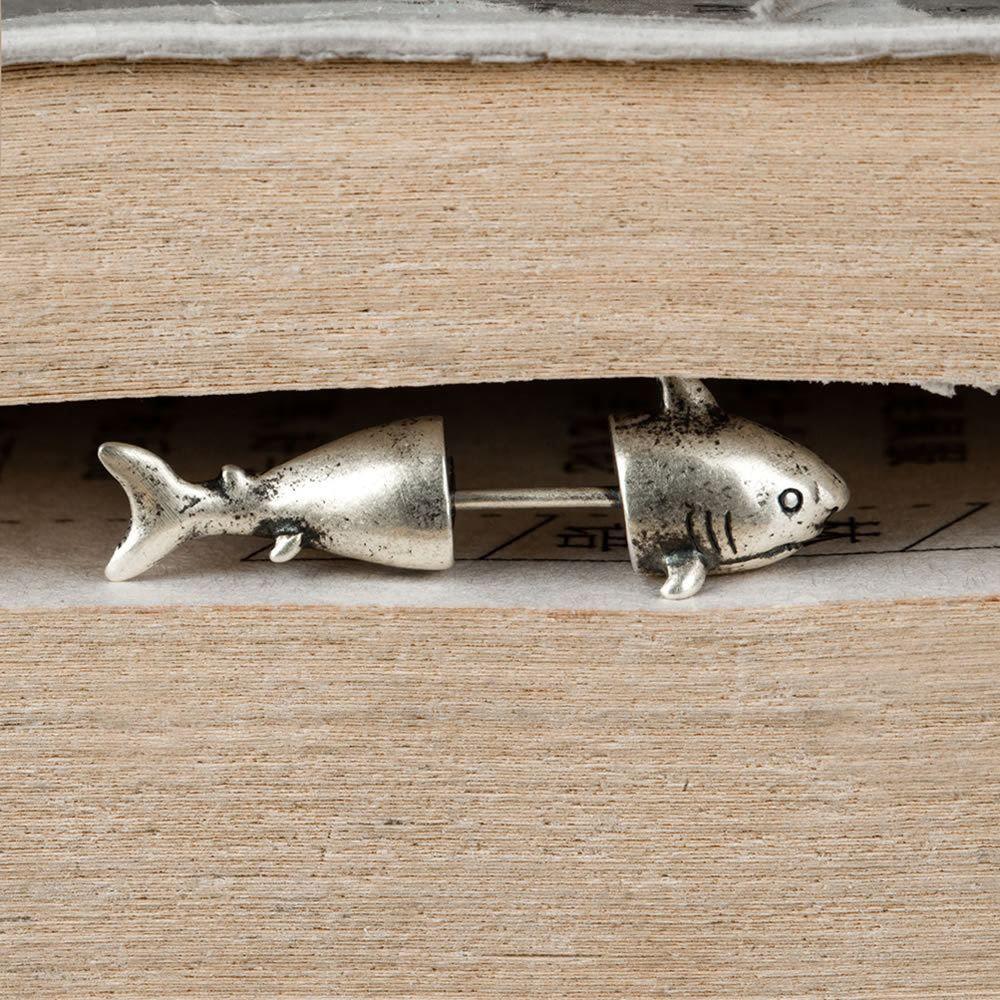 vintage shark fish 925 sterling silver stud earring(single)