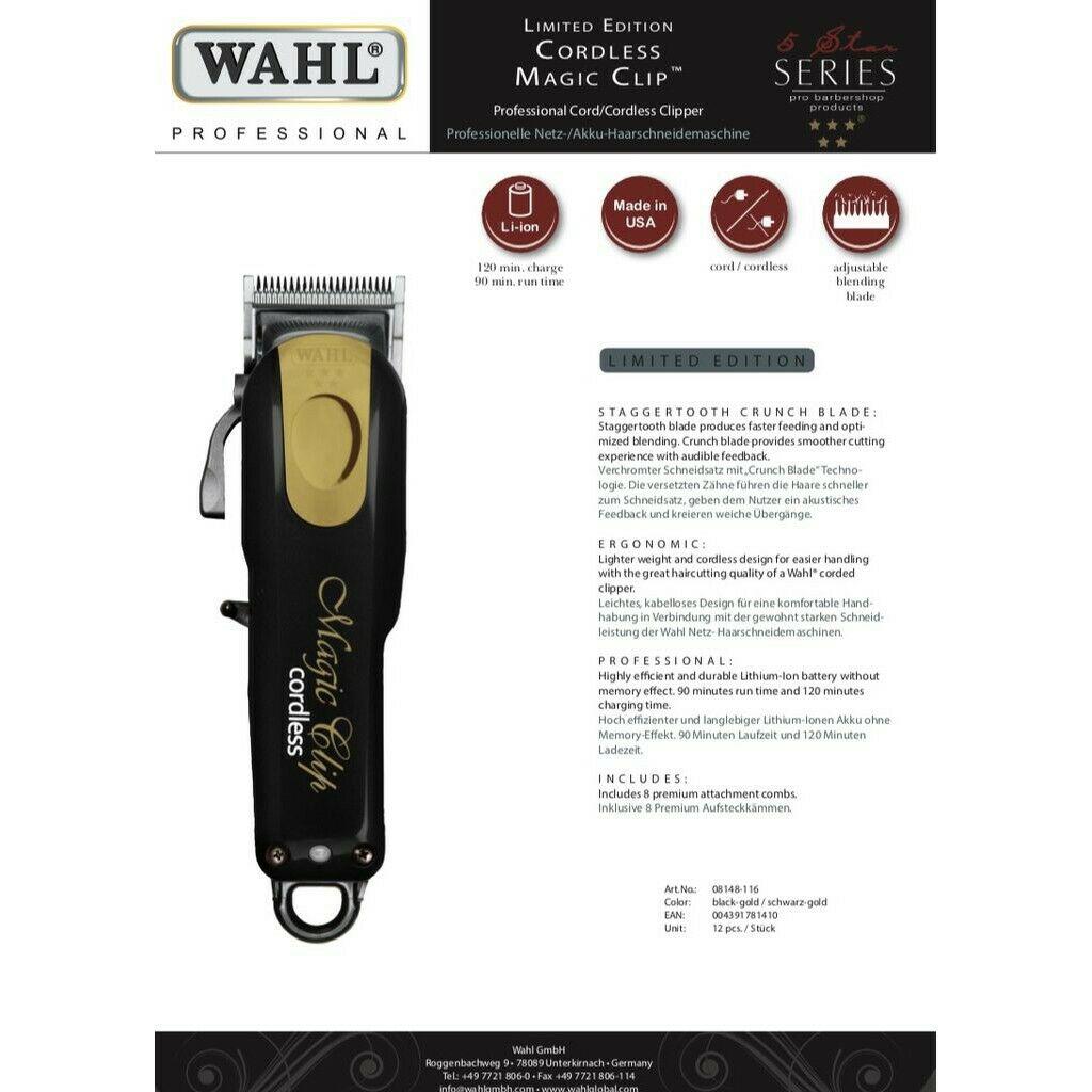 Wahl 2023 Black Gold Limited Edition Cordless Magic Clipper 5 Star Series