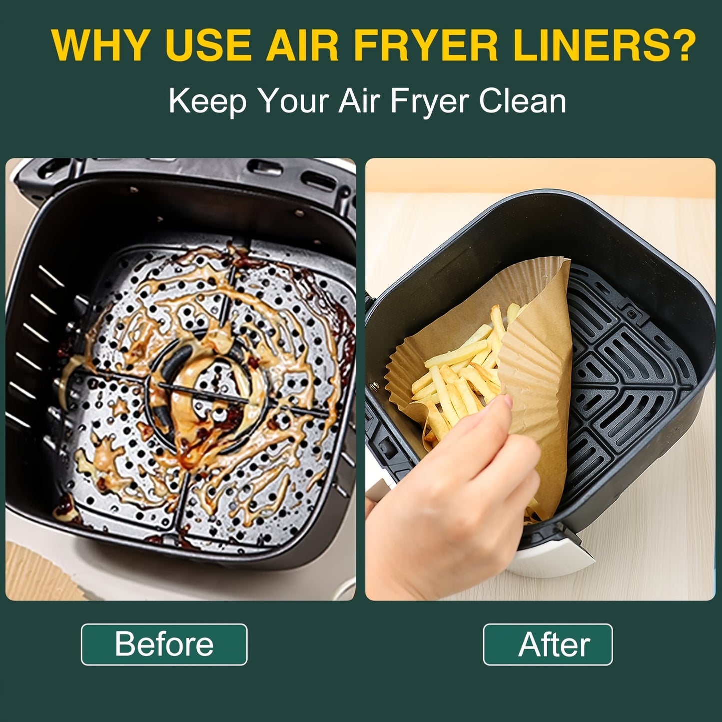 50pcs/100pcs/200pcs Air Fryer Disposable Paper Liners Square, Kitchen Accessories,Non-Stick Parchment Paper, Air Fryer Accessories, Oil Proof & Water Proof, Paper Liner For BaRoasting Microwave Oven