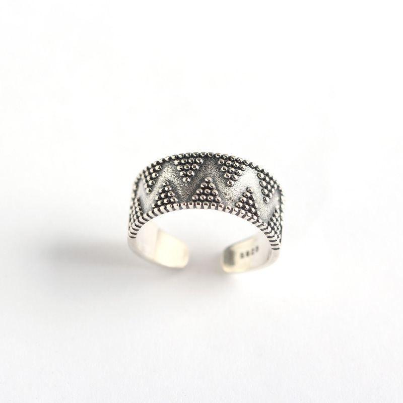 vintage dots wide 925 sterling silver adjustable ring