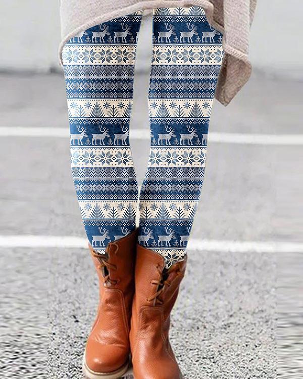 women retro aesthetic print skinny pants & leggings