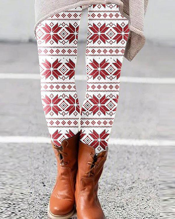 women retro aesthetic print skinny pants & leggings