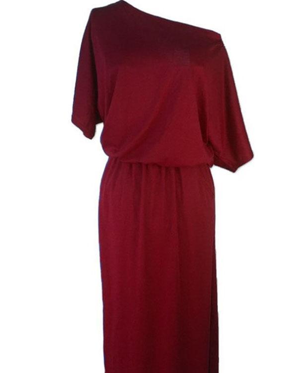 women side slit loose evening party long beach dress with pocket