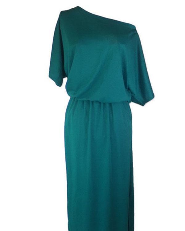 women side slit loose evening party long beach dress with pocket