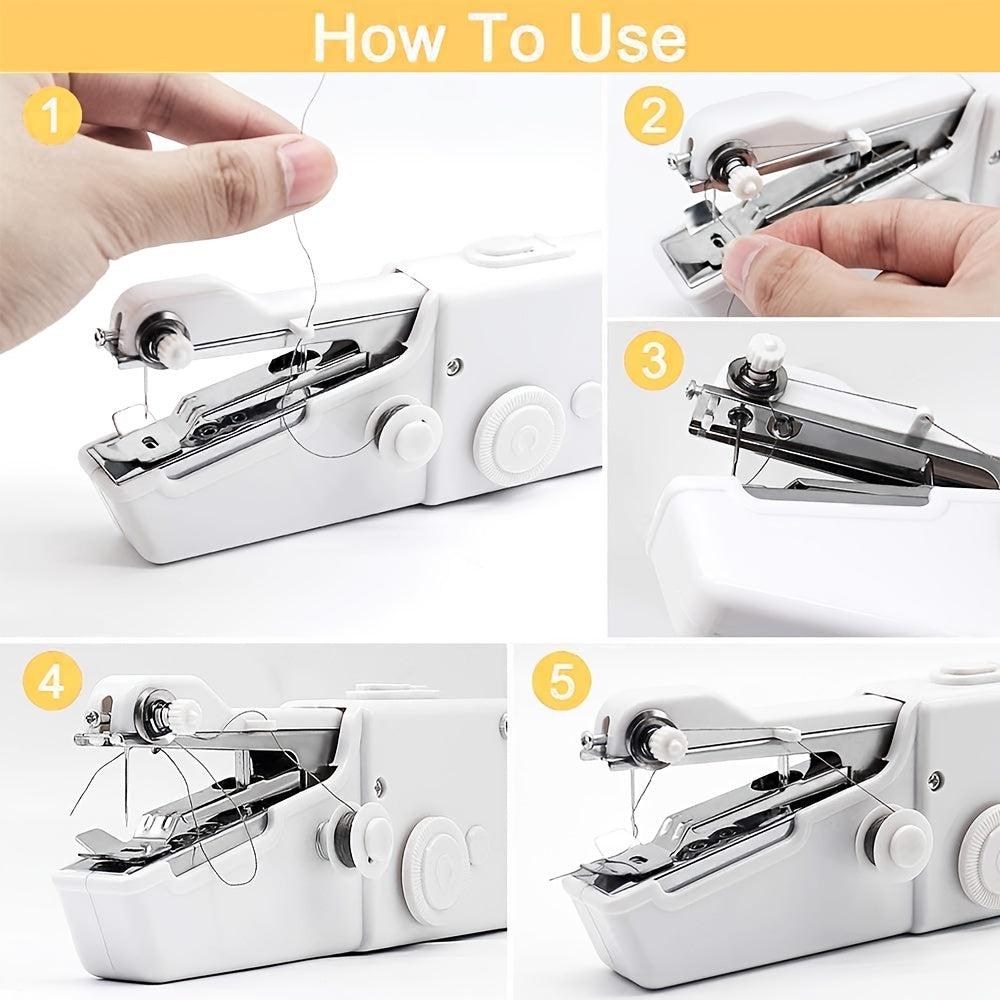 1pc Handheld Sewing Machine Mini Sewing Machines, Portable Sewing Machine Handheld Stitch Tool For Fabric, Kids Cloth, Clothing (battery Not Included)