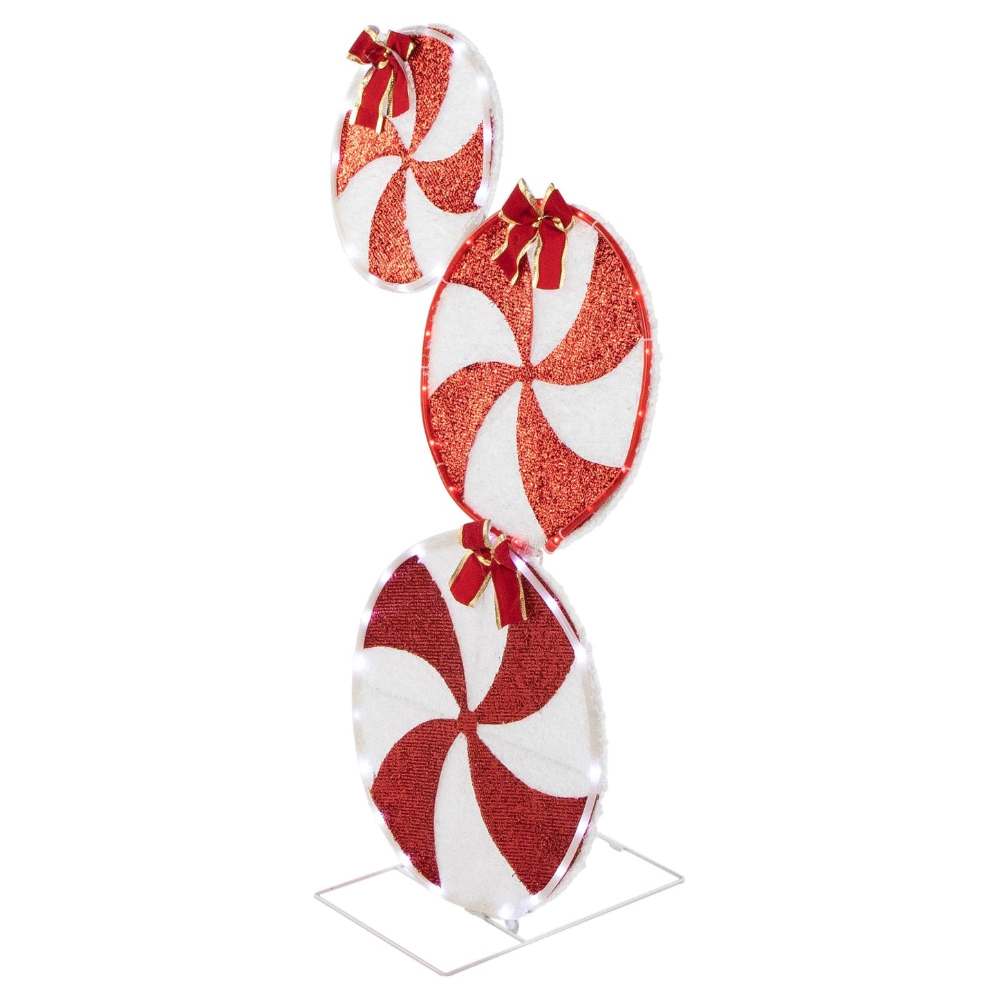 32" LED Lighted Stacked Peppermint Candies Christmas Yard Decoration