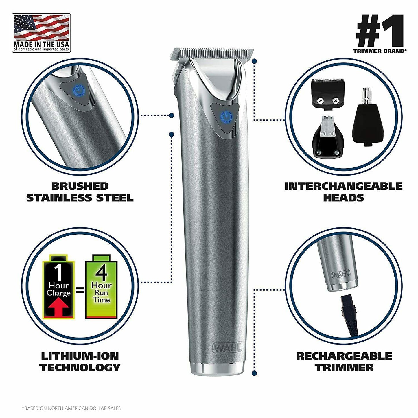 Wahl 9818 All in One Hair Beard and Nose Shaver Trimmer for Men &