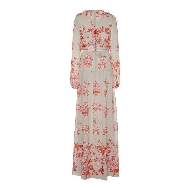 vintage elegant floral ruffle dress