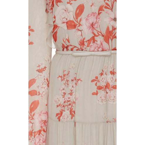 vintage elegant floral ruffle dress