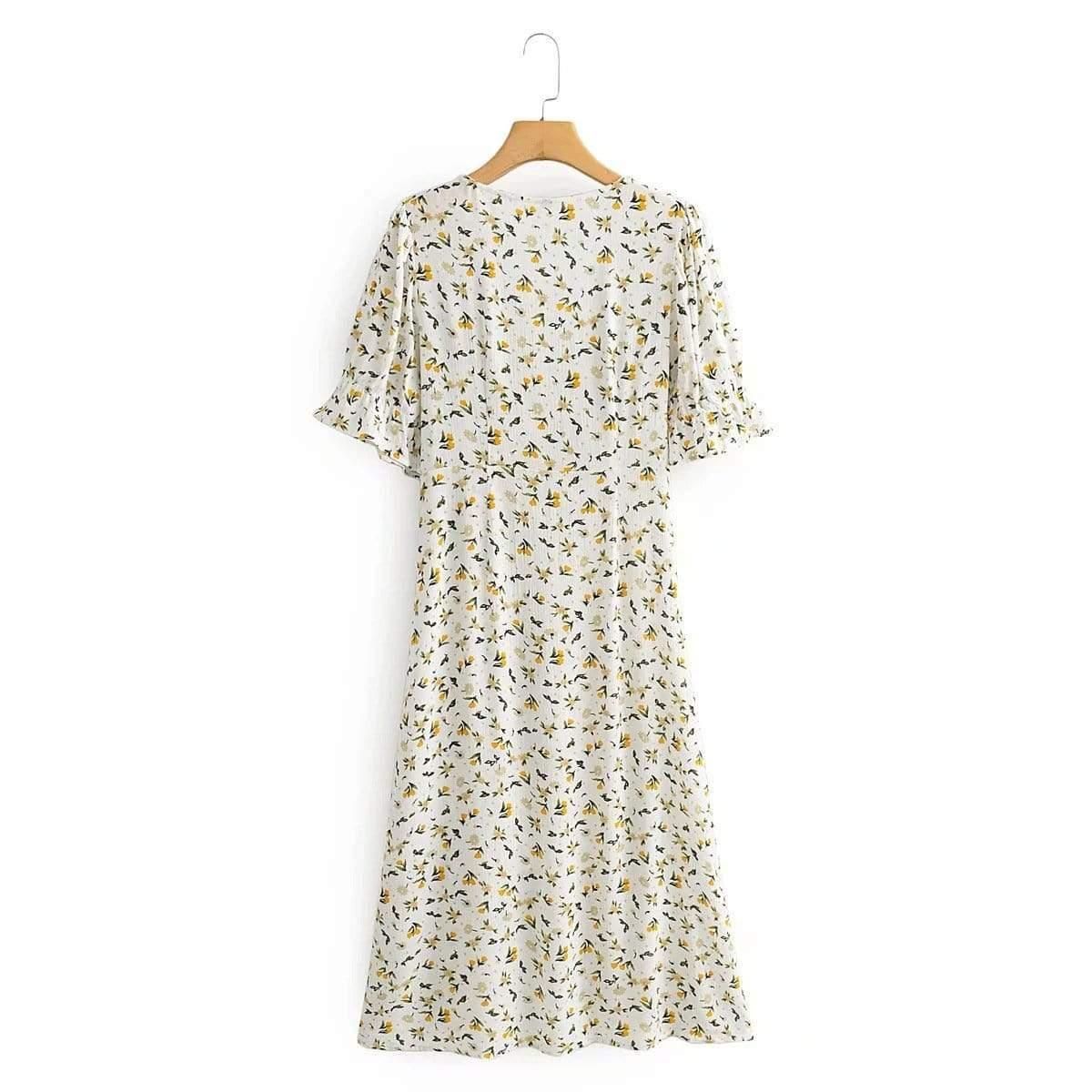 vintage white petal midi dress