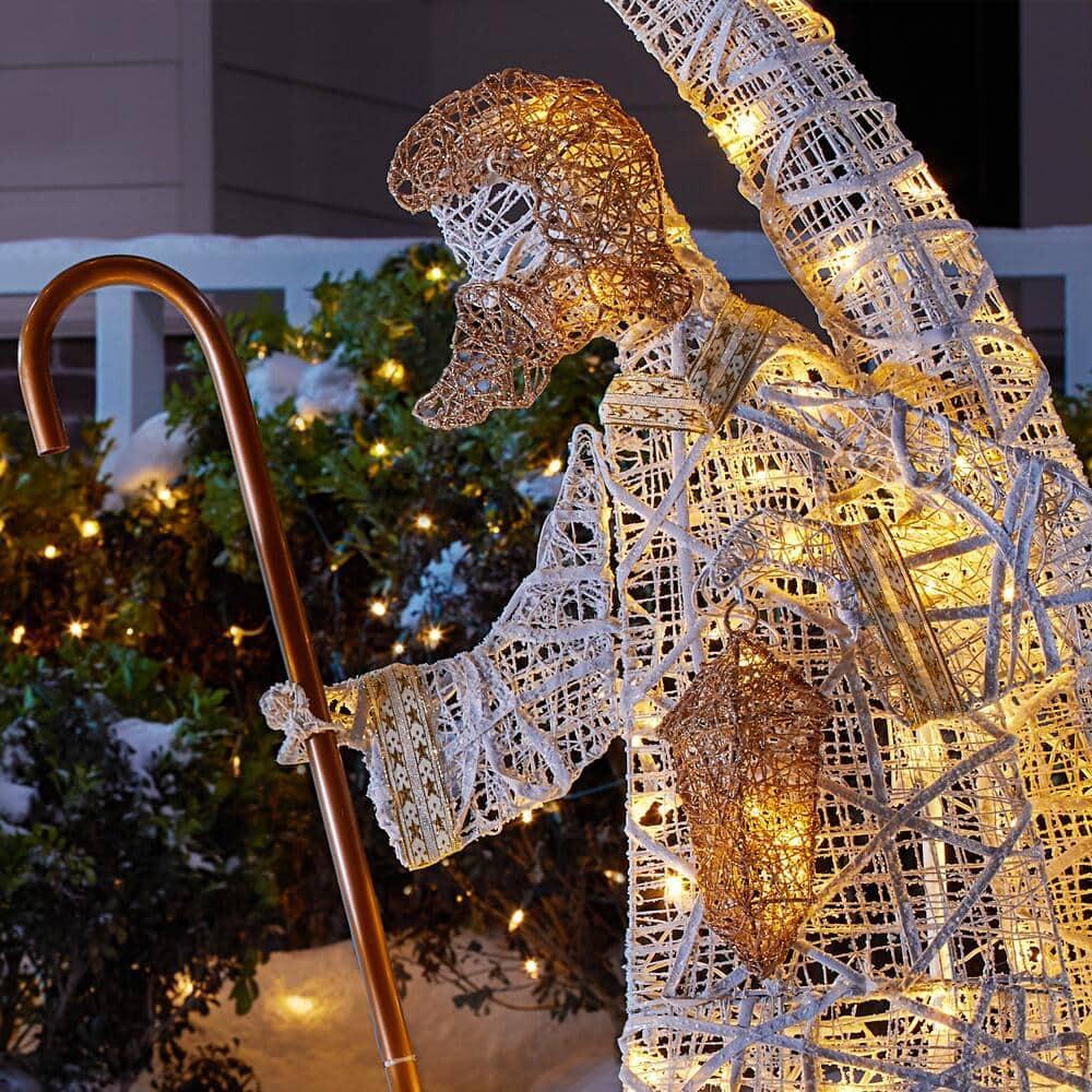 5.5 ft Warm White LED Nativity Set Holiday Yard Decoration