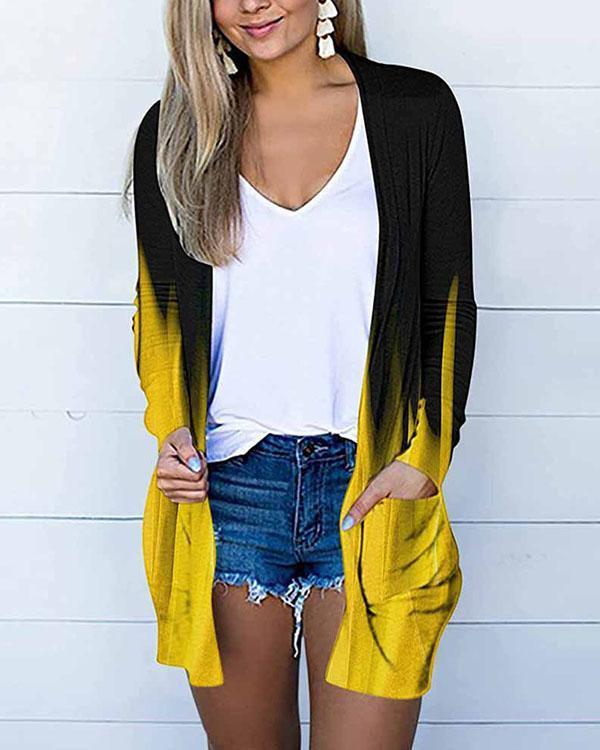 women's contrast pockets autumn cardigan