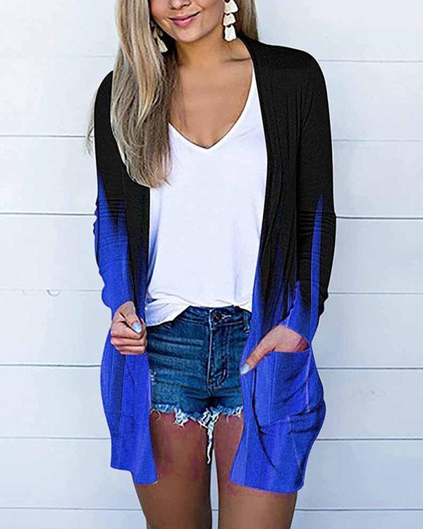women's contrast pockets autumn cardigan