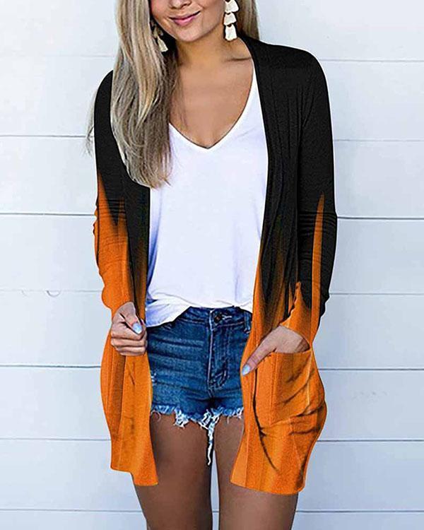 women's contrast pockets autumn cardigan