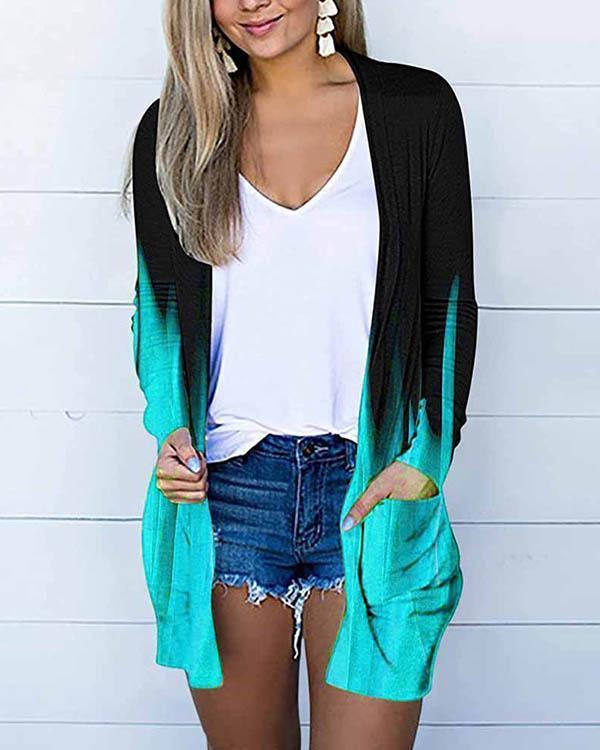 women's contrast pockets autumn cardigan