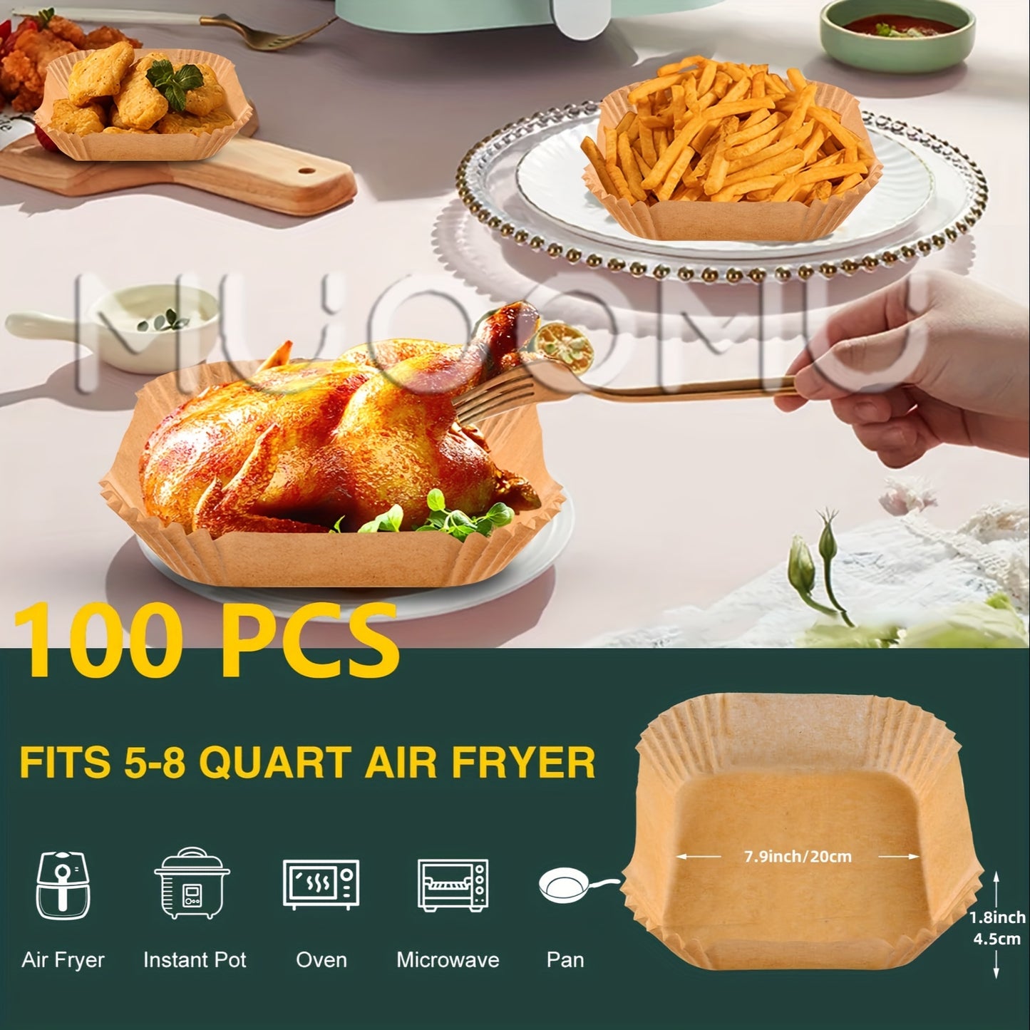 50pcs/100pcs/200pcs Air Fryer Disposable Paper Liners Square, Kitchen Accessories,Non-Stick Parchment Paper, Air Fryer Accessories, Oil Proof & Water Proof, Paper Liner For BaRoasting Microwave Oven