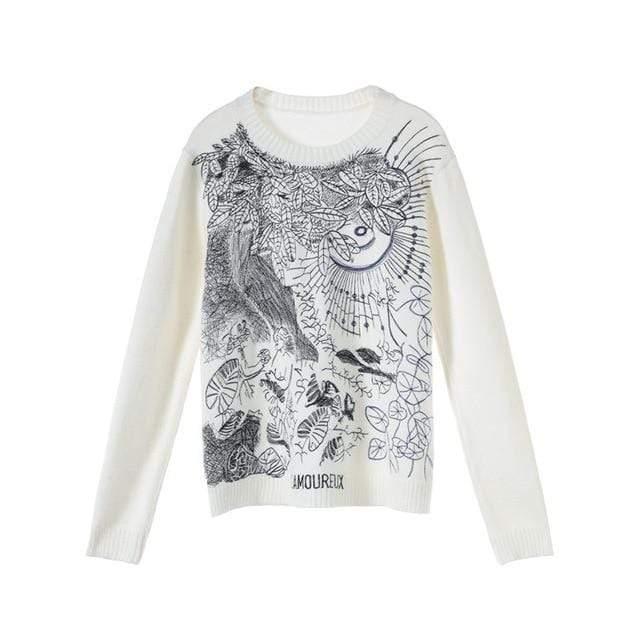 white embroidered sweater