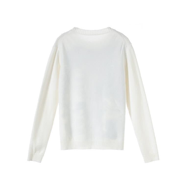 white embroidered sweater