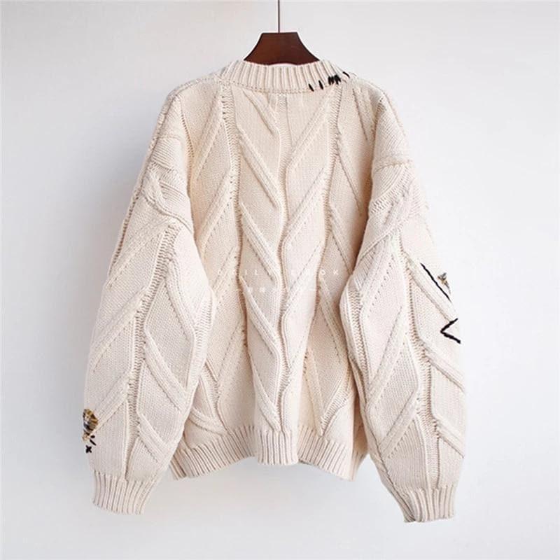 winter embroidery cardigan