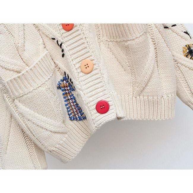 winter embroidery cardigan