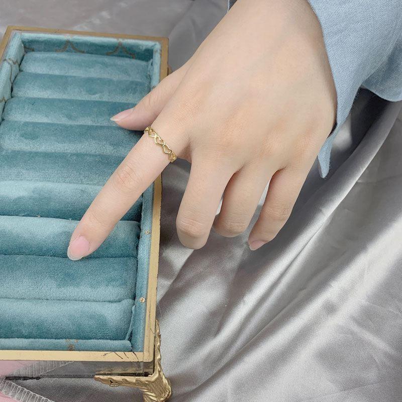 women hollow heart 925 sterling silver adjustable ring