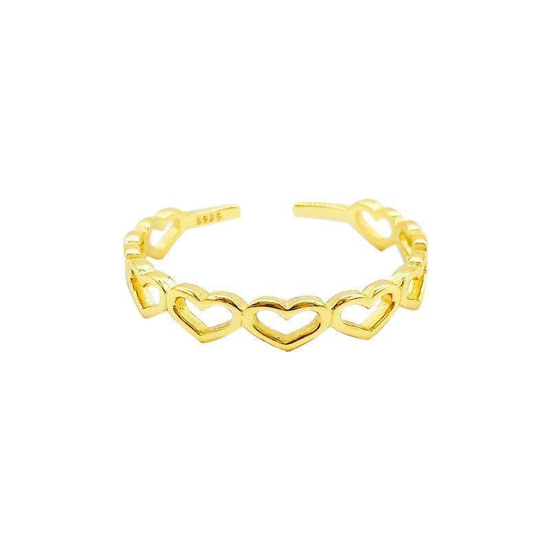 women hollow heart 925 sterling silver adjustable ring