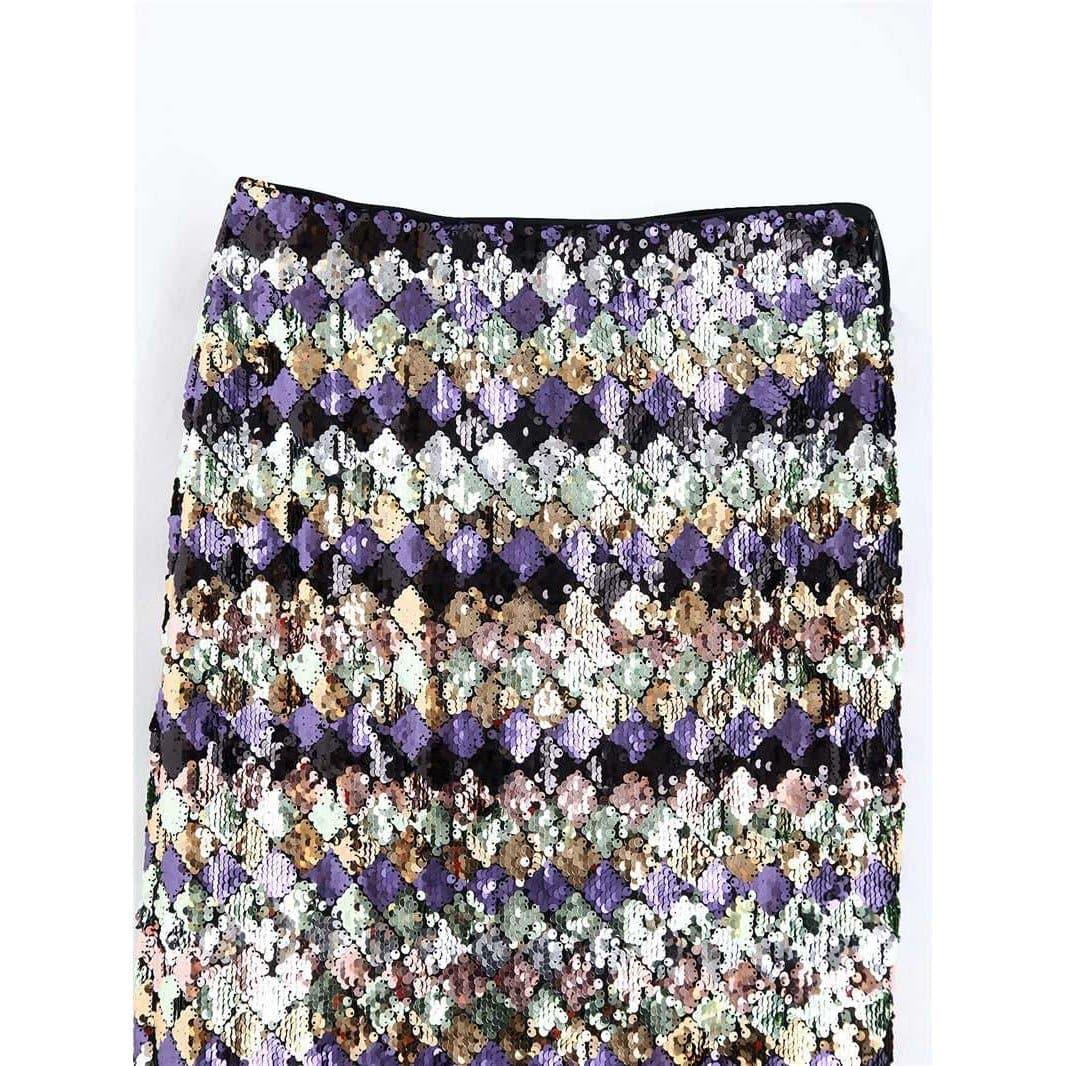 vintage sequin midi skirt