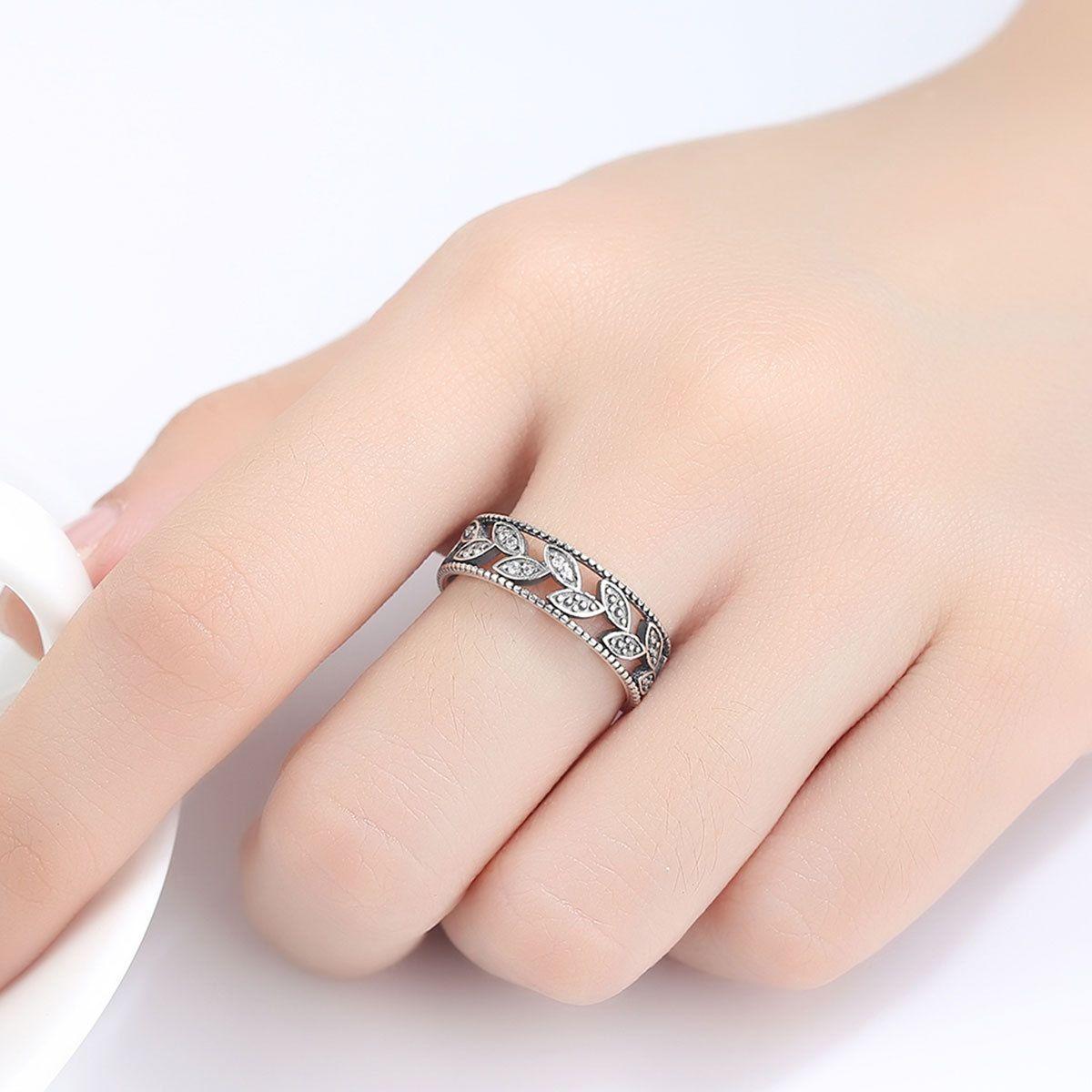 vintage cz leaves 925 sterling silver adjustable ring